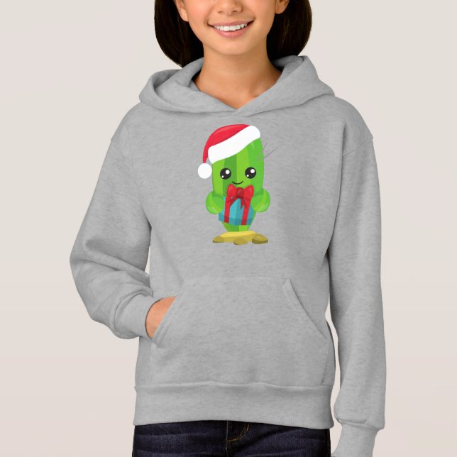 Weihnachtskaktus, Niedliche Kaktus, Weihnachtsmann Hoodie (Vorderseite)