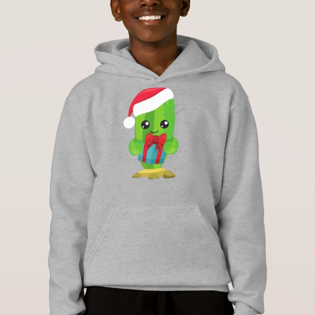 Weihnachtskaktus, Niedliche Kaktus, Weihnachtsmann Hoodie (Vorderseite)