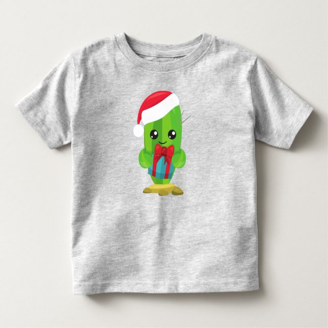 Weihnachtskaktus, Niedliche Kaktus, Weihnachtsmann Kleinkind T-shirt (Vorderseite)