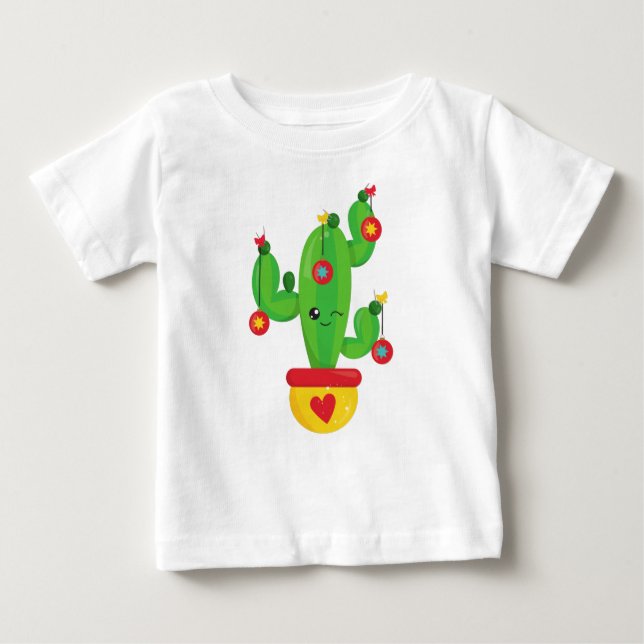 Weihnachtskaktus, Niedliche Kaktus, Weihnachtsschm Baby T-shirt (Vorderseite)