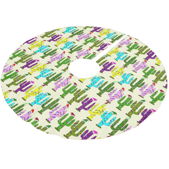 Weihnachtskaktus Polyester Weihnachtsbaumdecke (Schrägansicht)