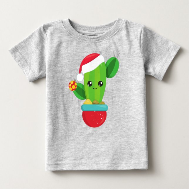Weihnachtskaktus, Weihnachtsmannmütze, Weihnachtss Baby T-shirt (Vorderseite)