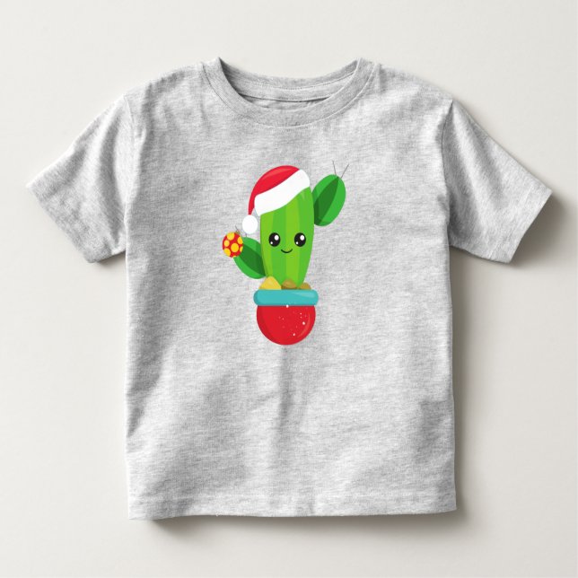 Weihnachtskaktus, Weihnachtsmannmütze, Weihnachtss Kleinkind T-shirt (Vorderseite)