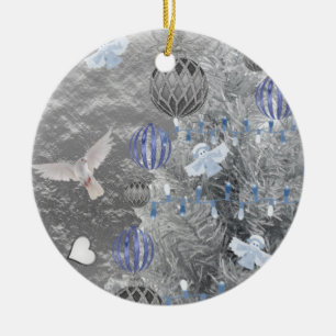 Weihnachtskalender, blaues Silber Keramik Ornament