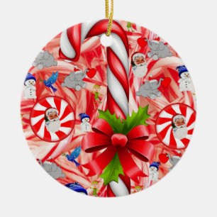 Weihnachtskalender, Candy Cane Keramik Ornament