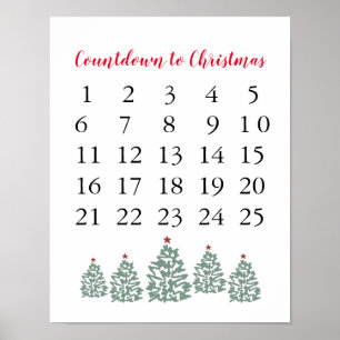 Weihnachtskalender Countdown bis Weihnachten Poster