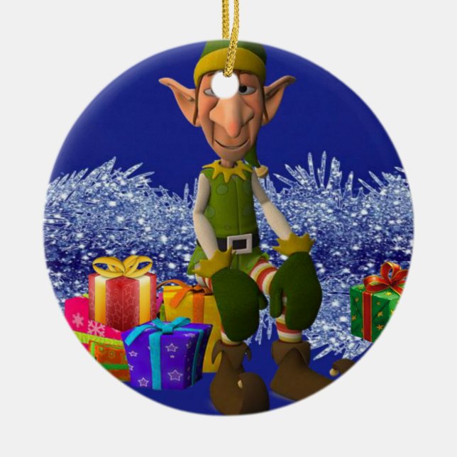 Weihnachtskalender, Elf Keramik Ornament (Vorne)