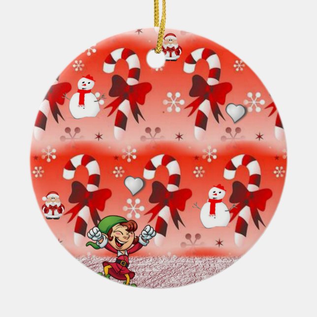 Weihnachtskalender, Elf Keramik Ornament (Vorne)