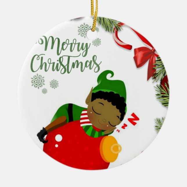 Weihnachtskalender, Elf Keramik Ornament (Vorne)
