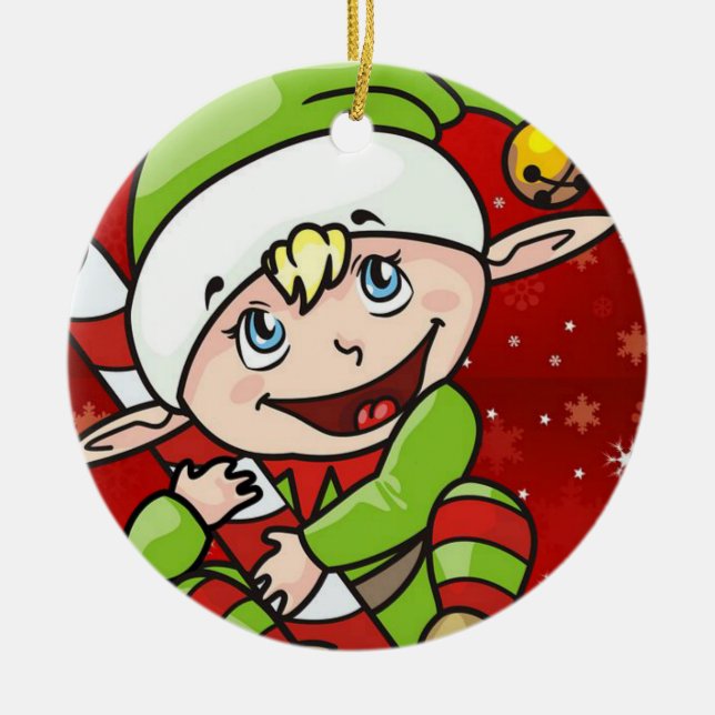 Weihnachtskalender, Elf Keramik Ornament (Vorne)