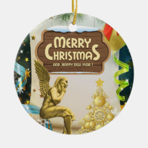 Weihnachtskalender, Engel Keramik Ornament