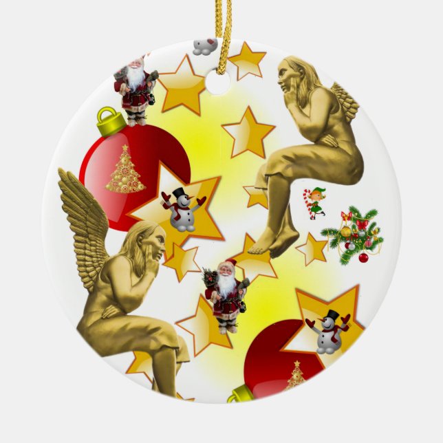 Weihnachtskalender, Engel Keramik Ornament (Vorne)