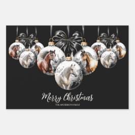 Weihnachtskalender für Pferde in schwarz und gold Geschenkpapier Set
