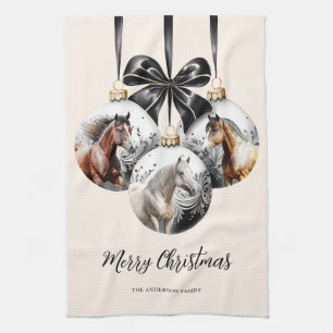 Weihnachtskalender für Pferde in schwarz und gold Geschirrtuch