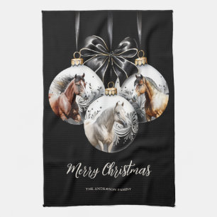 Weihnachtskalender für Pferde in schwarz und gold Geschirrtuch