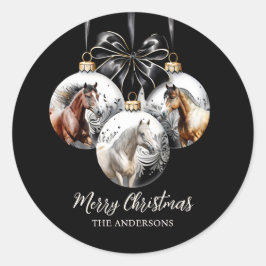 Weihnachtskalender für Pferde in schwarz und gold Runder Aufkleber