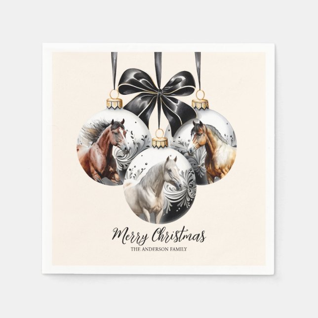 Weihnachtskalender für Pferde in schwarz und gold Serviette (Vorderseite)