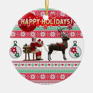 Weihnachtskalender, glücklicher Urlaub Keramik Ornament