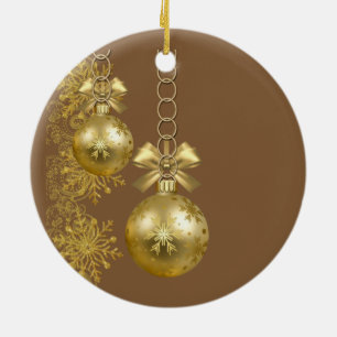 Weihnachtskalender, Goldbälle Keramik Ornament