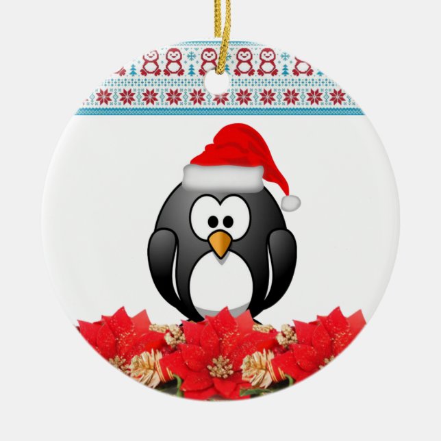 Weihnachtskalender, Pinguin Keramik Ornament (Vorne)