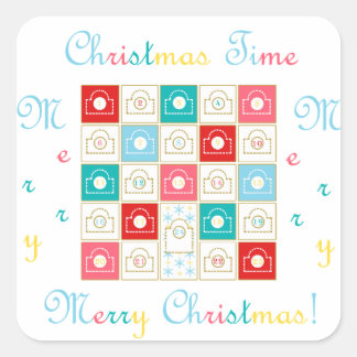 Weihnachtskalender Quadratischer Aufkleber
