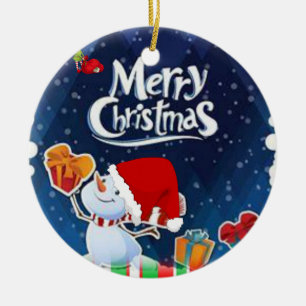 Weihnachtskalender, Schneemann Keramik Ornament