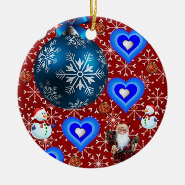 Weihnachtskalender, Schneemann Keramik Ornament (Vorne)