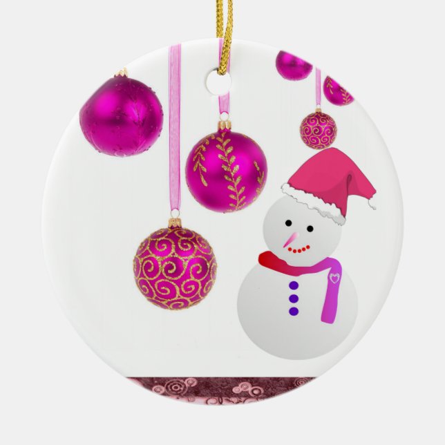 Weihnachtskalender, Schneemann Keramik Ornament (Vorne)