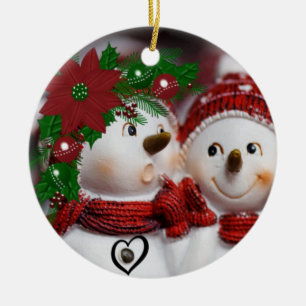 Weihnachtskalender, Schneemann Keramik Ornament