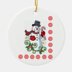 Weihnachtskalender, Schneemann Keramik Ornament