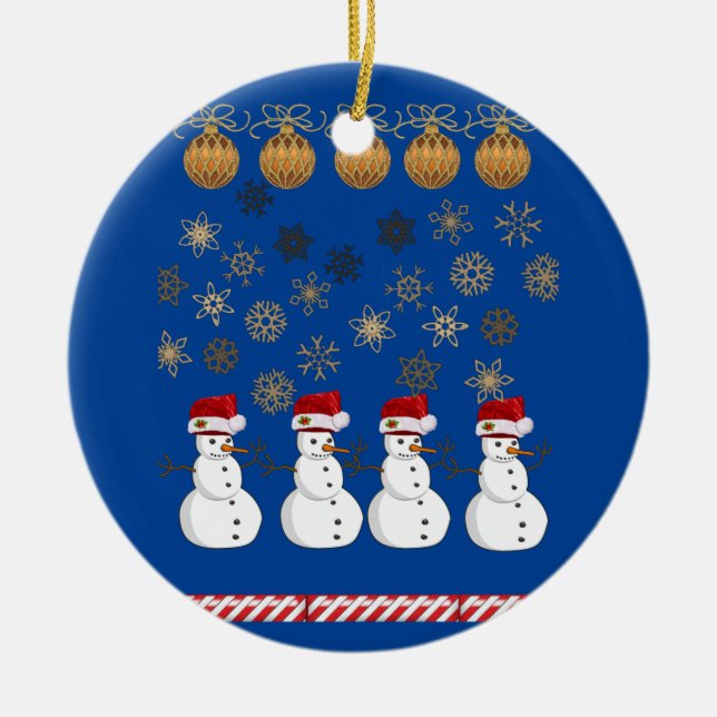 Weihnachtskalender, Schneemann Keramik Ornament (Vorne)