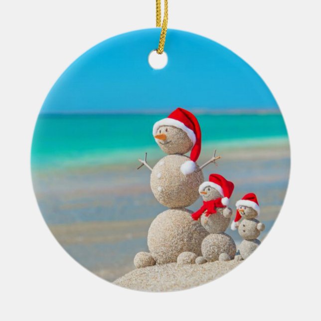 Weihnachtskalender, Schneemann Keramik Ornament (Vorne)