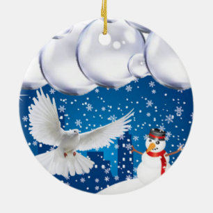 Weihnachtskalender, Schneemann Keramik Ornament