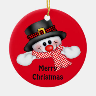 Weihnachtskalender/Schneemann Keramikornament