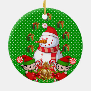 Weihnachtskalender, Snowman Elf Keramik Ornament