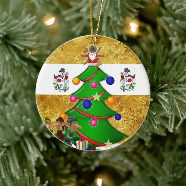 Weihnachtskalender, Snowman Elf Keramik Ornament (Baum)