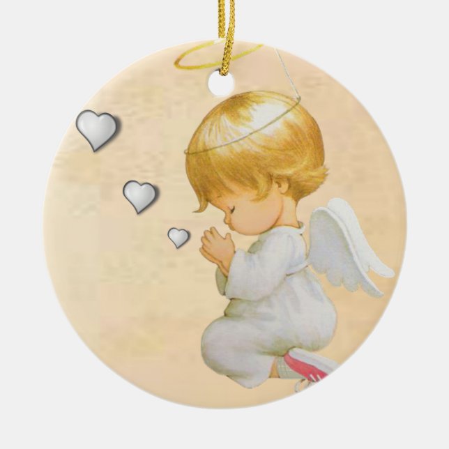 Weihnachtskalender, Weihnachtsgel Keramik Ornament (Vorne)