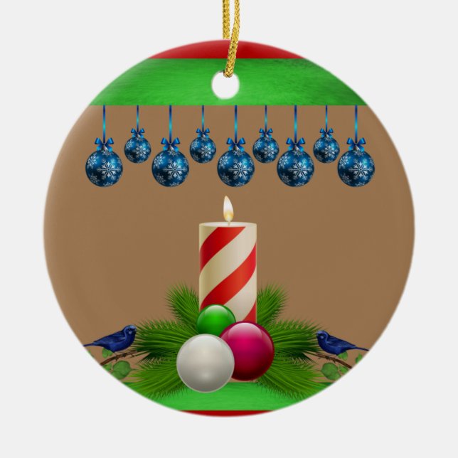 Weihnachtskalender, Weihnachtskerze Keramik Ornament (Vorne)