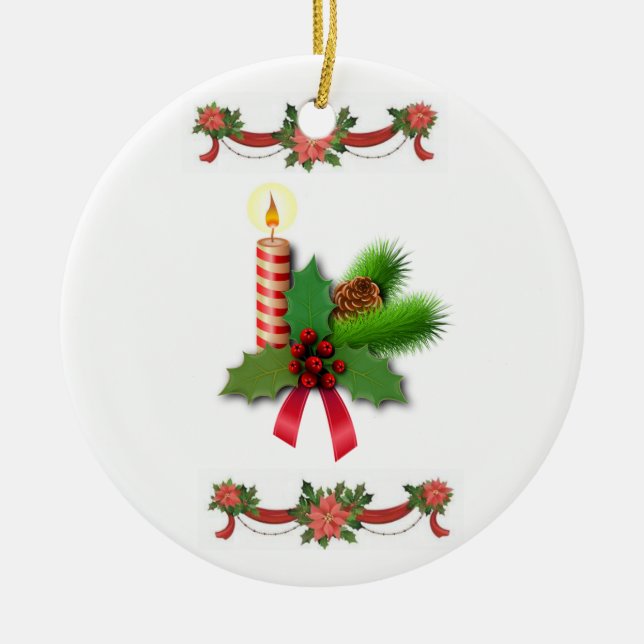 Weihnachtskalender, Weihnachtskerze Keramik Ornament (Vorne)
