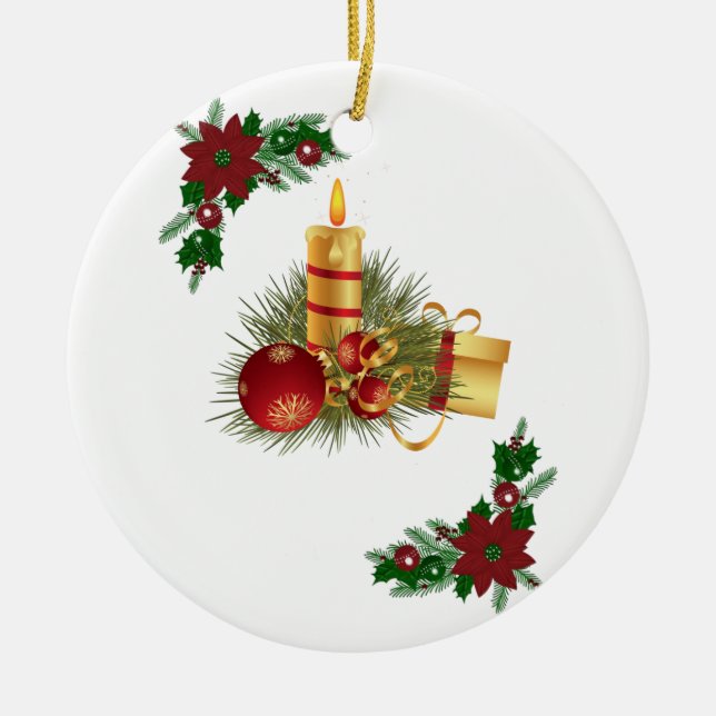 Weihnachtskalender, Weihnachtskerze Keramik Ornament (Vorne)