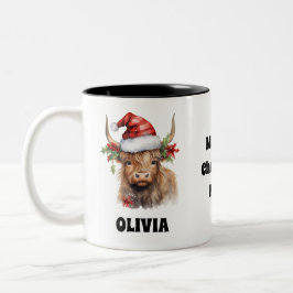 Weihnachtskalf Festlich Personalisiert Zweifarbige Tasse