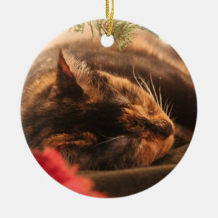 Weihnachtskaliko-Katzen-Verzierung Keramikornament