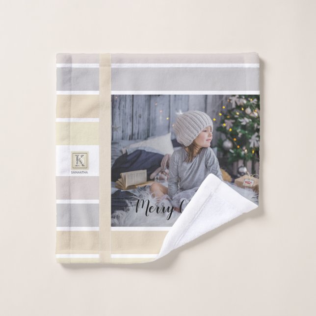 Weihnachtskalligrafie Winterfarbenpalette Foto Waschlappen (Waschlappen)