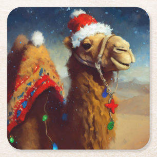 Weihnachtskamel 3 rechteckiger pappuntersetzer