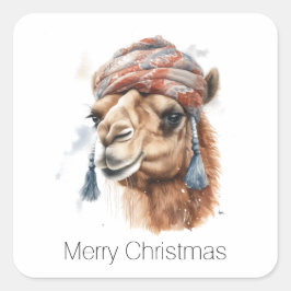 Weihnachtskamel, anpassbar quadratischer aufkleber