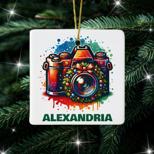 Weihnachtskamera Fotografy-Enthusiasten Custom Keramikornament