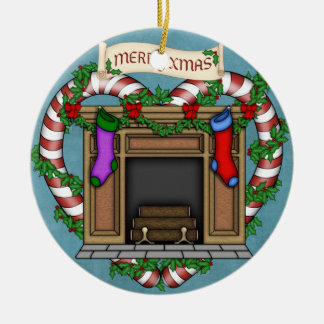 Weihnachtskamin Keramik Ornament