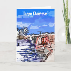 WEIHNACHTSKANALBOOTE FEIERTAGSKARTE