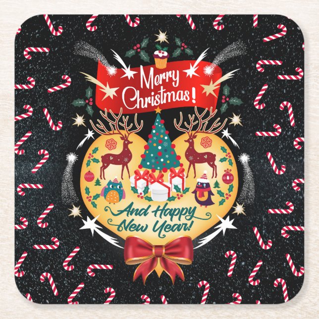 Weihnachtskanäle Rechteckiger Pappuntersetzer (Vorderseite)