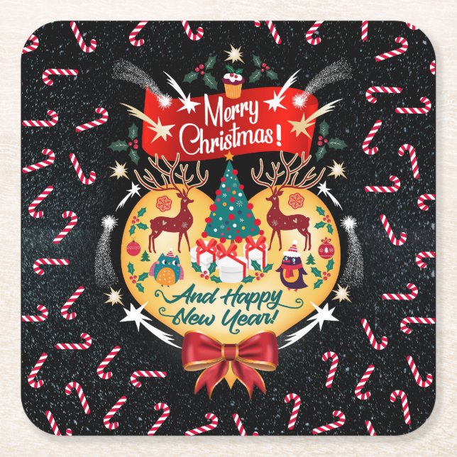 Weihnachtskanäle Rechteckiger Pappuntersetzer (Vorderseite)